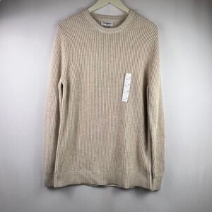 Goodfellow & Co Men's Textured Knit Crewneck Sweater Medium Cream Long Sleeve